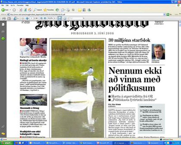 Forsíða Morgunblaðsins í dag.