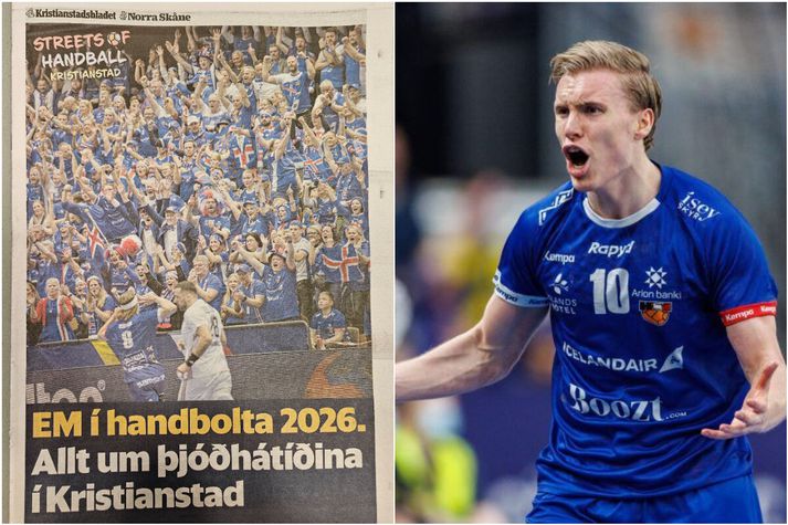 Það mætti halda að aðeins ein þjóð sé að fara að spila í Kristianstad næstu daga. Allt snýst um komu íslenska landsliðsins og stuðningsmanna þess.