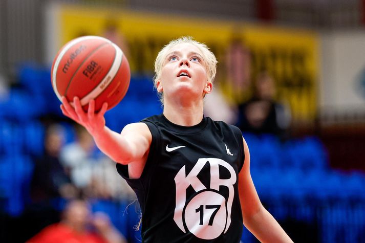 Rebekka Rut Steingrímsdóttir og félagar í KR áttu ekki í miklum vandræðum með Hólmara í dag.