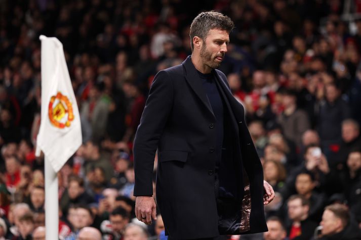 Michael Carrick, stjóri Manchester United, var mjög ósáttur með dómgæsluna í kvöld.