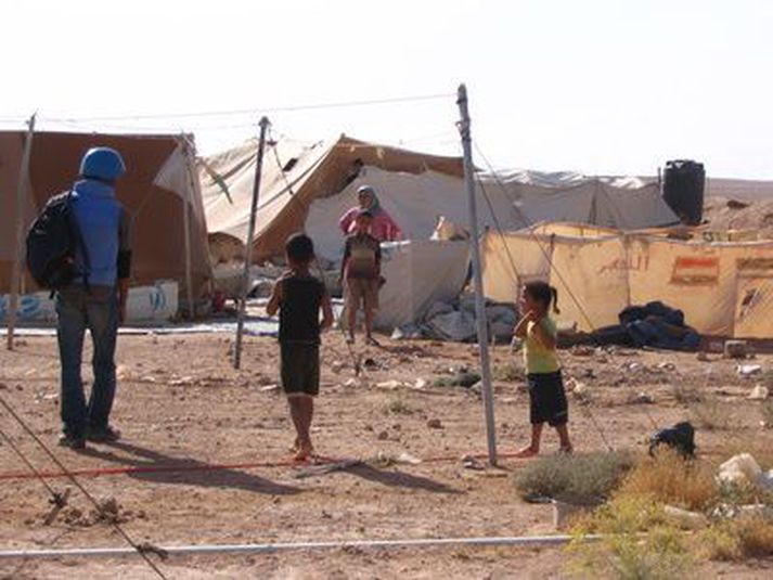 Frá Al Waleed flóttamannabúðunum þar sem Palestínumennirnir hafa dvalið.