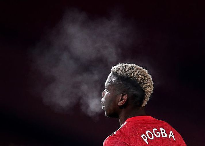 Pogba í leiknum gegn Aston Villa á föstudagskvöldið. Hann gæti verið á leið burt frá United í sumar.