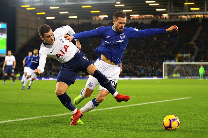 Gylfi Þór Sigurðsson skoraði sárabótarmark fyrir Everton þegar liðið fékk slæman skell á móti Tottenham Hotspur á Þorláksmessu.
