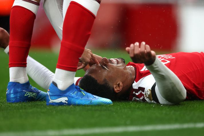 Gabriel fagnar hér marki sínu sem gulltryggði sigur Arsenal.
