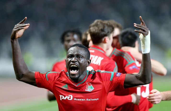 Oumar Niasse fagnar marki með liði Lokomotiv Moskvu.