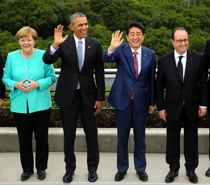 Angela Merkel, Barack Obama, Shinzō Abe og Francois Hollande, leiðtogar Þýskalands, Bandaríkjanna, Japan og Frakklands.