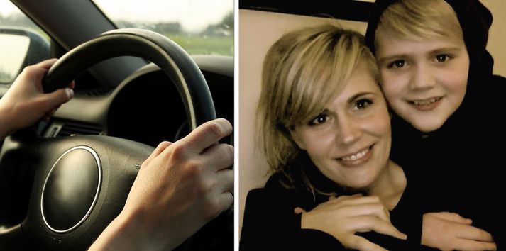 Rakel Gústafsdóttir og sonur hennar Máni.