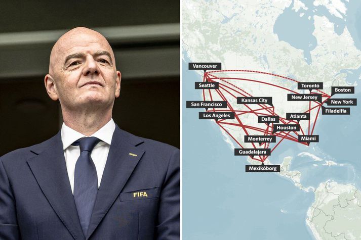 Infantino hefur flogið 114.562 kílómetra á einkaþotu á mótinu og enn á eftir að bætast við.