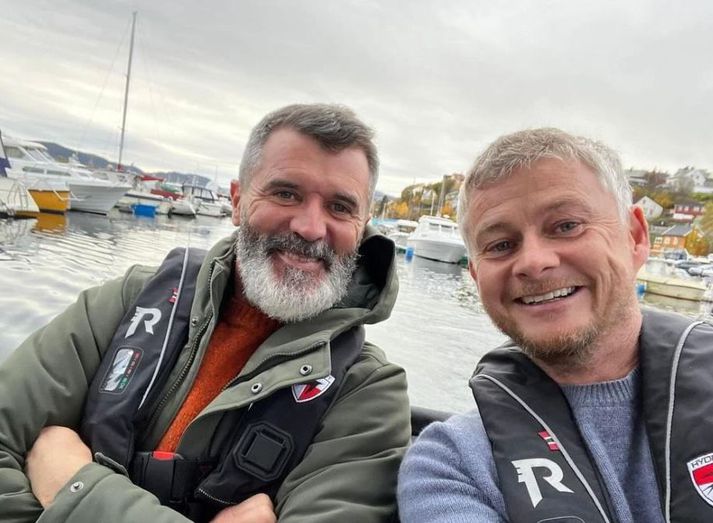 Tveir á báti. Roy Keane og Ole Gunnar Solskjær í góðum gír.