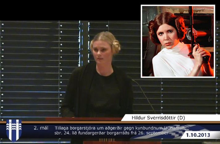 Hildur hafði sett hárið í snúða og minnti því óneitanlega á Lilju prinsessu úr kvikmyndinni Stjörnustríði.