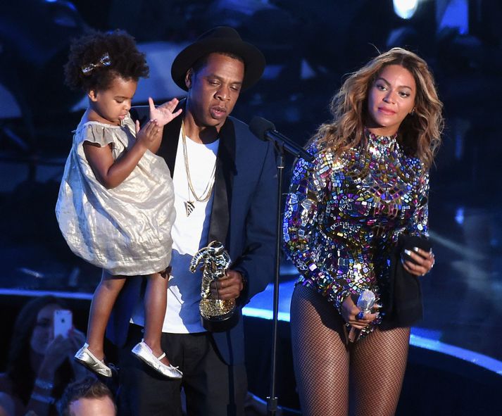 Blue Ivy, Jay Z og Beyoncé.