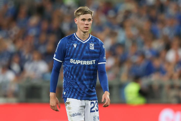 Gísli Gottskálk Þórðarson í leik með Lech Poznan í 7-1 sigri á Blikum í fyrri leiknum.