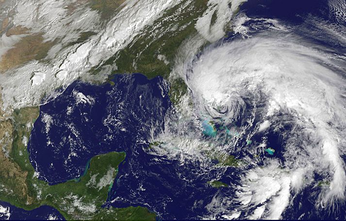 Mynd af Sandy sem Nasa birti í gær.