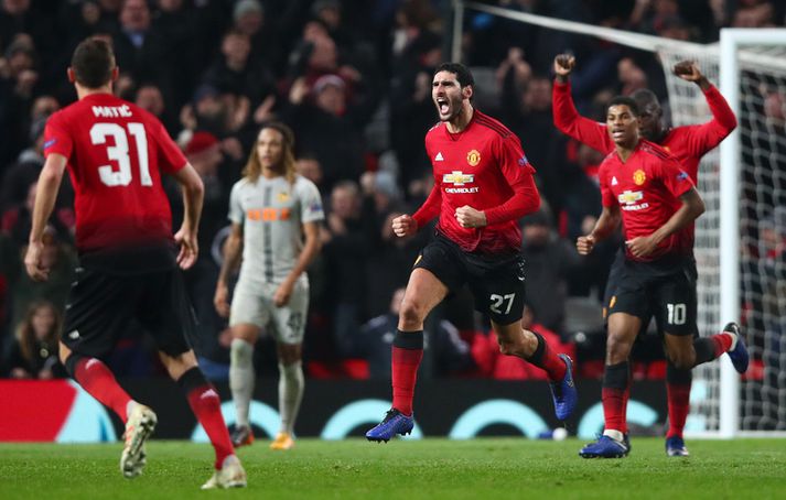 Marouane Fellaini fagnar sigurmarki sínu í vikunni.