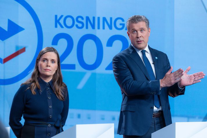 Bjarni og Katrín í aðdraganda kosninganna 2021.