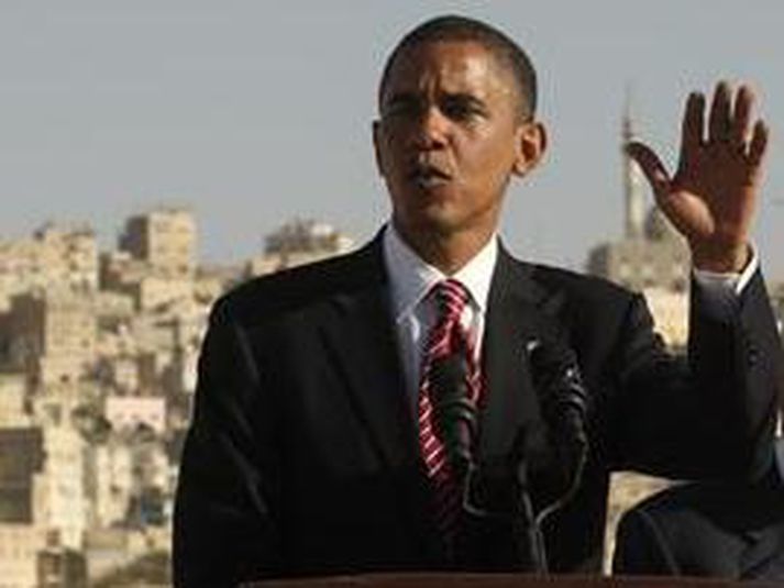 Barack Obama í Amman í dag.