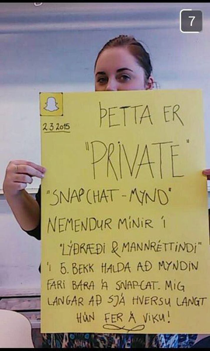 Skjáskotið af Snapchatmyndinni sem hefur nú farið af stað um netið.