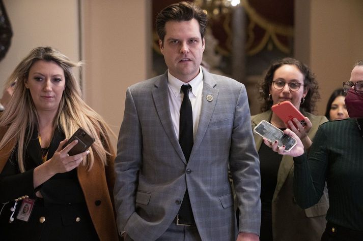 Matt Gaetz á göngum þinghússins í Washington DC.