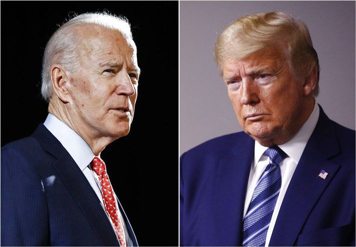 Joe Biden og Donald Trump mætast í nótt.