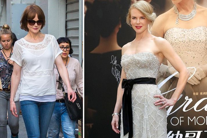 Kidman spókaði sig í New York með dökka hárkollu.