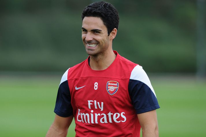 Mikel Arteta á æfingu með Arsenal