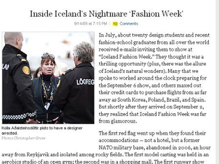 Umfjöllun tímaritsins um íslensku fatahönnunarvikuna.