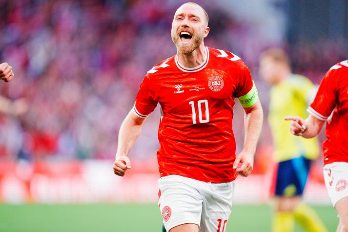 Christian Eriksen skoraði sigurmark Dana í kvöld.