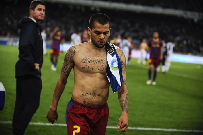 Dani Alves þegar hann var leikmaður Barcelona.