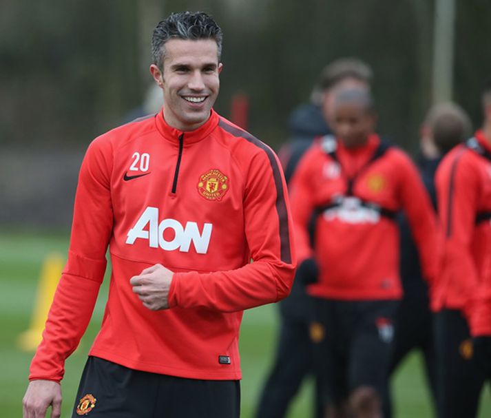 Van Persie hinn kátasti á æfingu.
