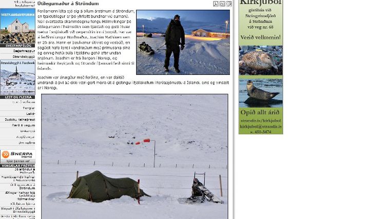 Skjáskot af vefnum strandir.is