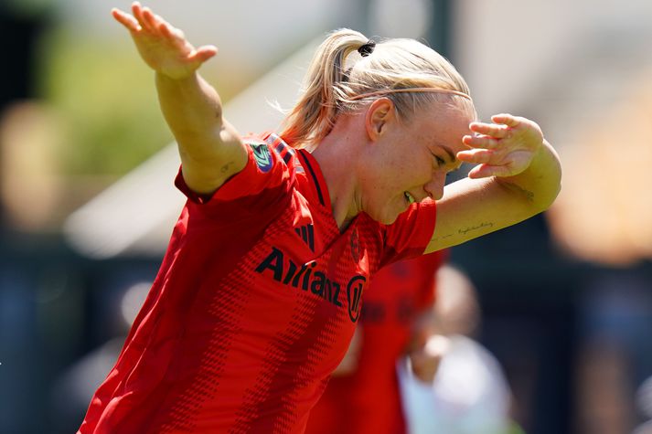 Pernille Harder var einn á ný hetja síns liðs i dag. Hún er nú komin með 78 mörk fyrir danska landsliðið.
