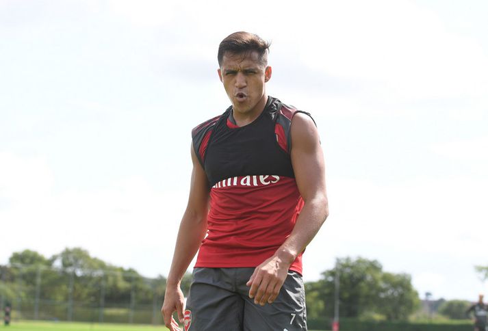 Alexis Sanchez á æfingu með Arsenal.