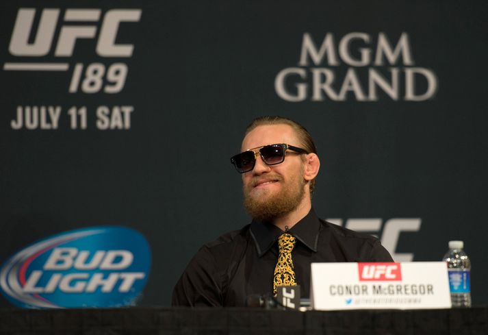 Conor McGregor á blaðamannafundi UFC í gær.