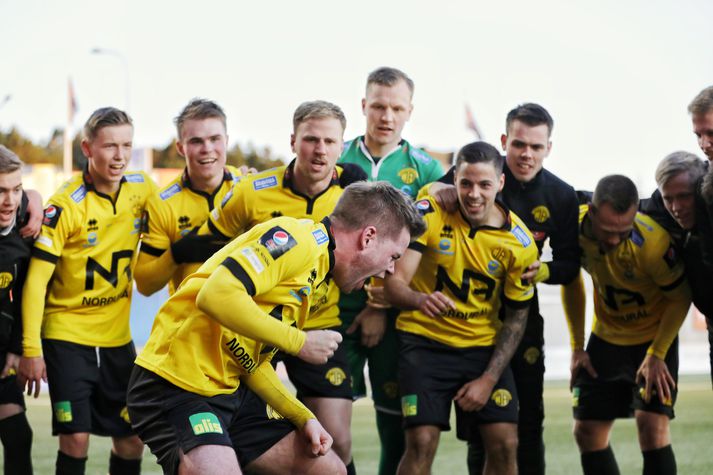 Skagamenn fögnuðu vel og innilega í leikslok.