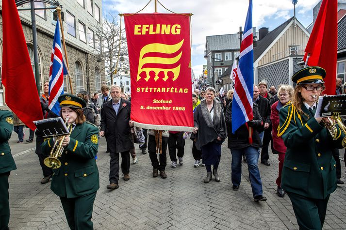 Frá kröfugöngunni á 1. maí í Reykjavík í fyrra.
