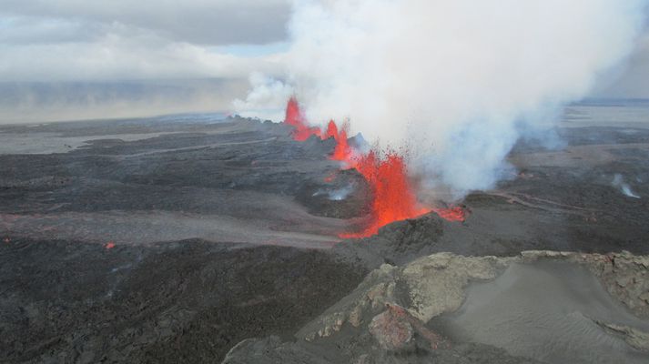 Eldgosið í Holuhrauni stóð í sex mánuði, en myndin er tekin 2. september 2014.