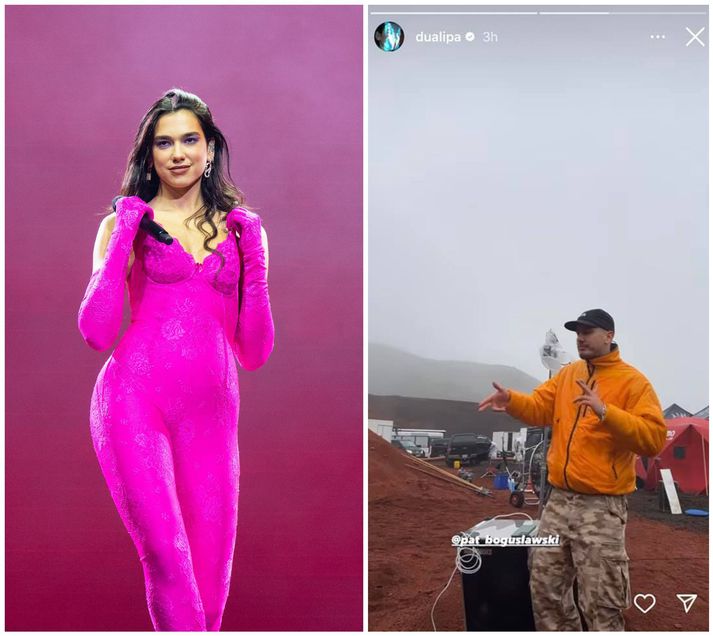 Ef marka má Instagram-sögur er Dua Lipa stödd á Íslandi núna.