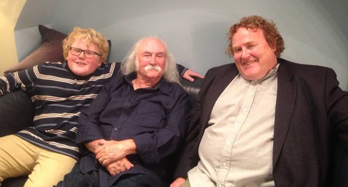 Feðgarnir Kári og Egill ásamt tónlistarmanninum David Crosby.