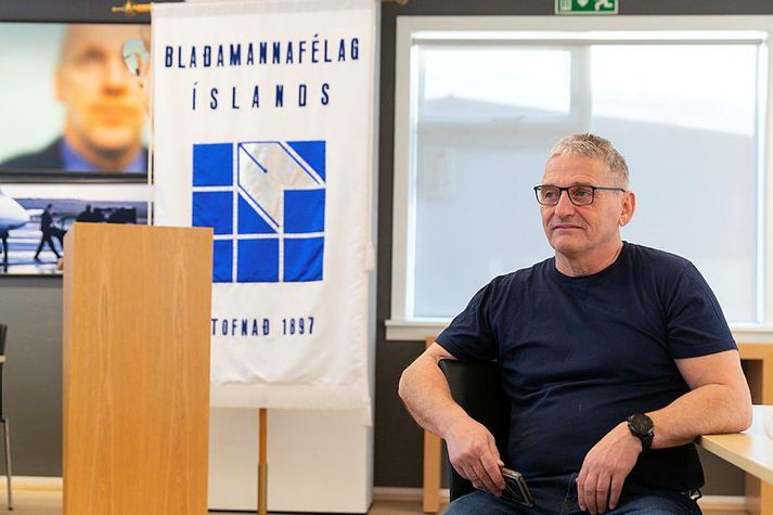 Hjálmar Jónsson var um árabil bæði formaður og framkvæmdastjóri Blaðamannafélags Íslands.