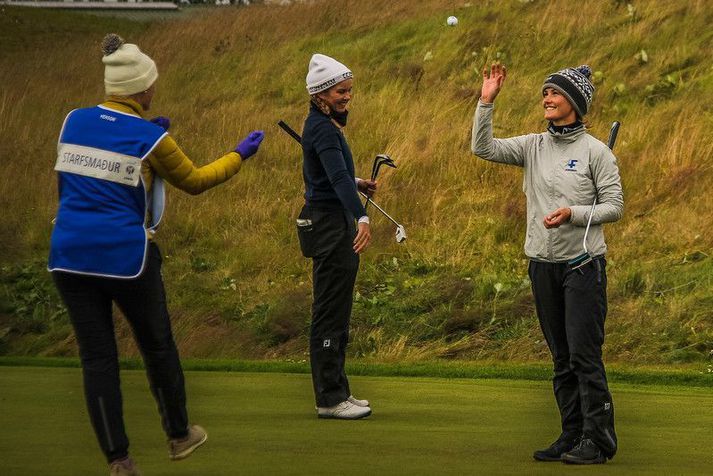 Guðrún Brá Björgvinsdóttir sést hér á Íslandsmótinu á dögunum sem hún vann eftir góðan lokahring.