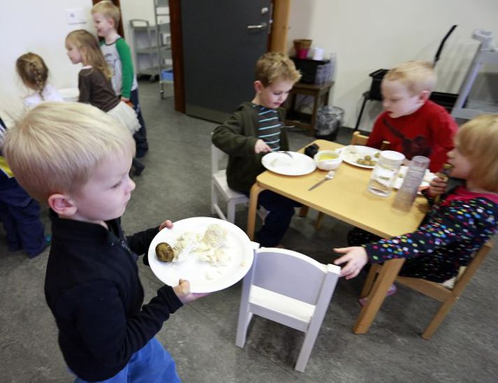 Krakkarnir í leikskólanum Aðalþingi í hádegismat. Vefsíða leikskólans liggur niðri. 