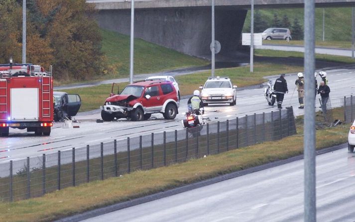 Frá vettvangi slyssins í gær. 