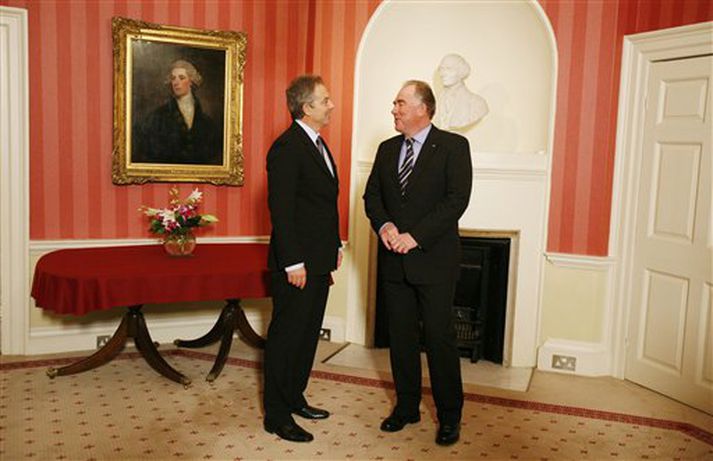 Frá fundi Tonys Blair, forsætisráðherra Bretlands, og Halldórs Ásgrímssonar fyrr í dag.