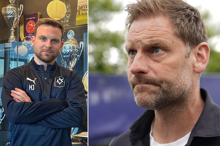 Jón Þór þakkar Hrannari fyrir samstarfið sem tók enda í gær. Hann leitar nýs aðstoðarþjálfara.