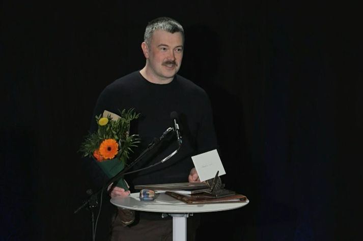 Kjartan tók við verðlaununum í kvöld.