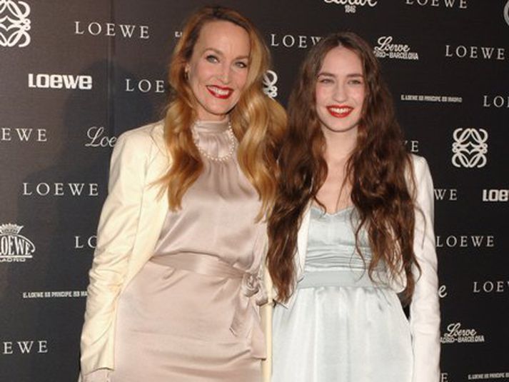 Jerry Hall ásamt dótturinni Elisabeth Jagger.