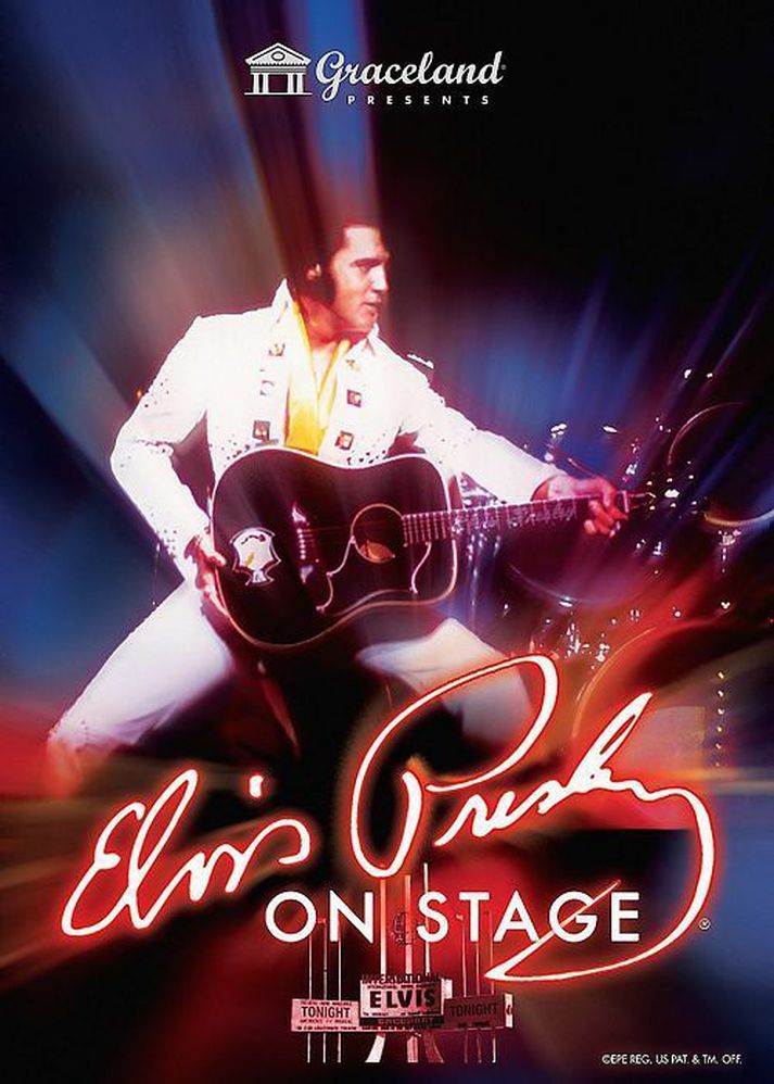 Elvis Presley kemur fram á tónleikum í Hörpu í apríl.
