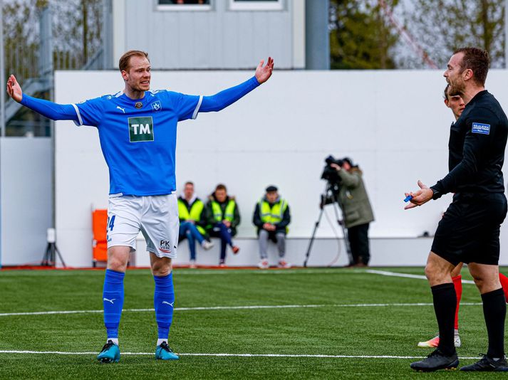 Björn Berg Bryde var talsvert sáttari eftir leik dagsins en hann var hér á þessari mynd.