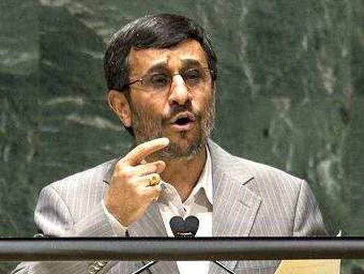 Mahmoud Ahmadinejad Íransforseti í ræðustól hjá Sameinuðu þjóðunum.
nordicphotos/AFP