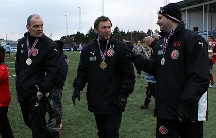 Kristján Guðmundsson var kátur í leikslok. Mynd/HB.fo